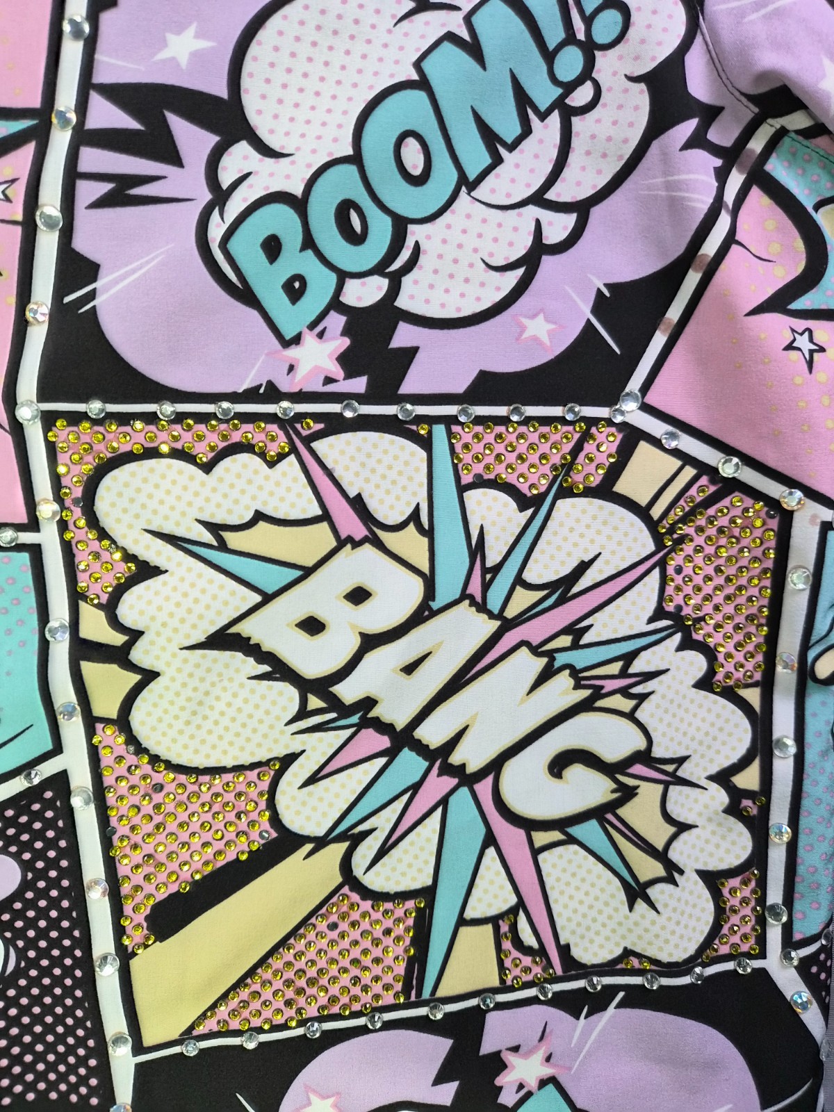 NWOT OH SNAP MENS SHIRT COMIC RHINESTONE STRETCH L MULTICOLOR - RAVE DANCE PARTY gallery