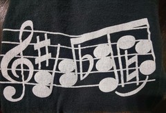 Vintage Anvil Music Note Graphic Lined T-shirt Adult Large Preshrunk