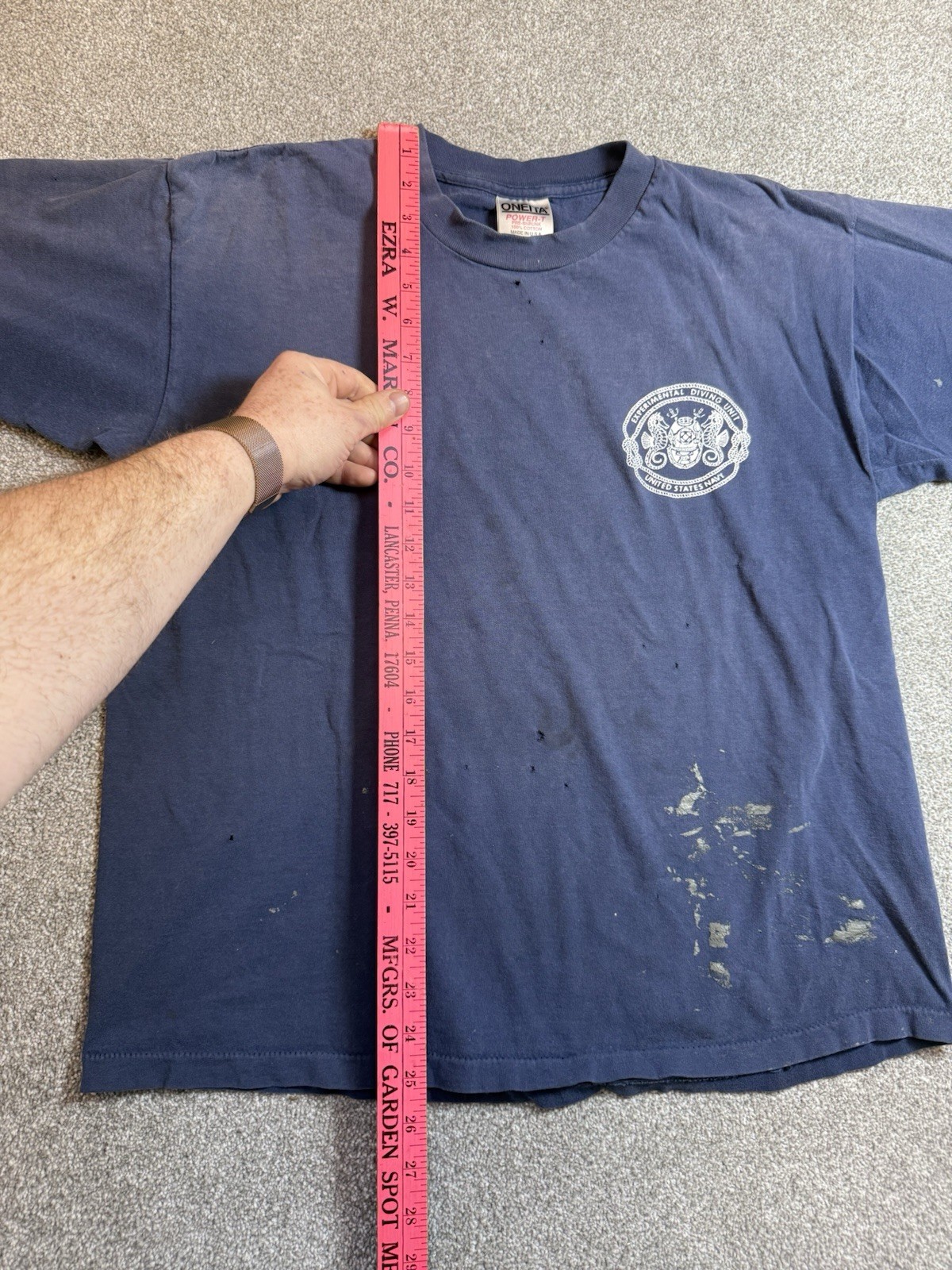 Vintage Blue Naval Experimental Diving Unit Shirt L Navy Diving USN 1980/90s SEE gallery
