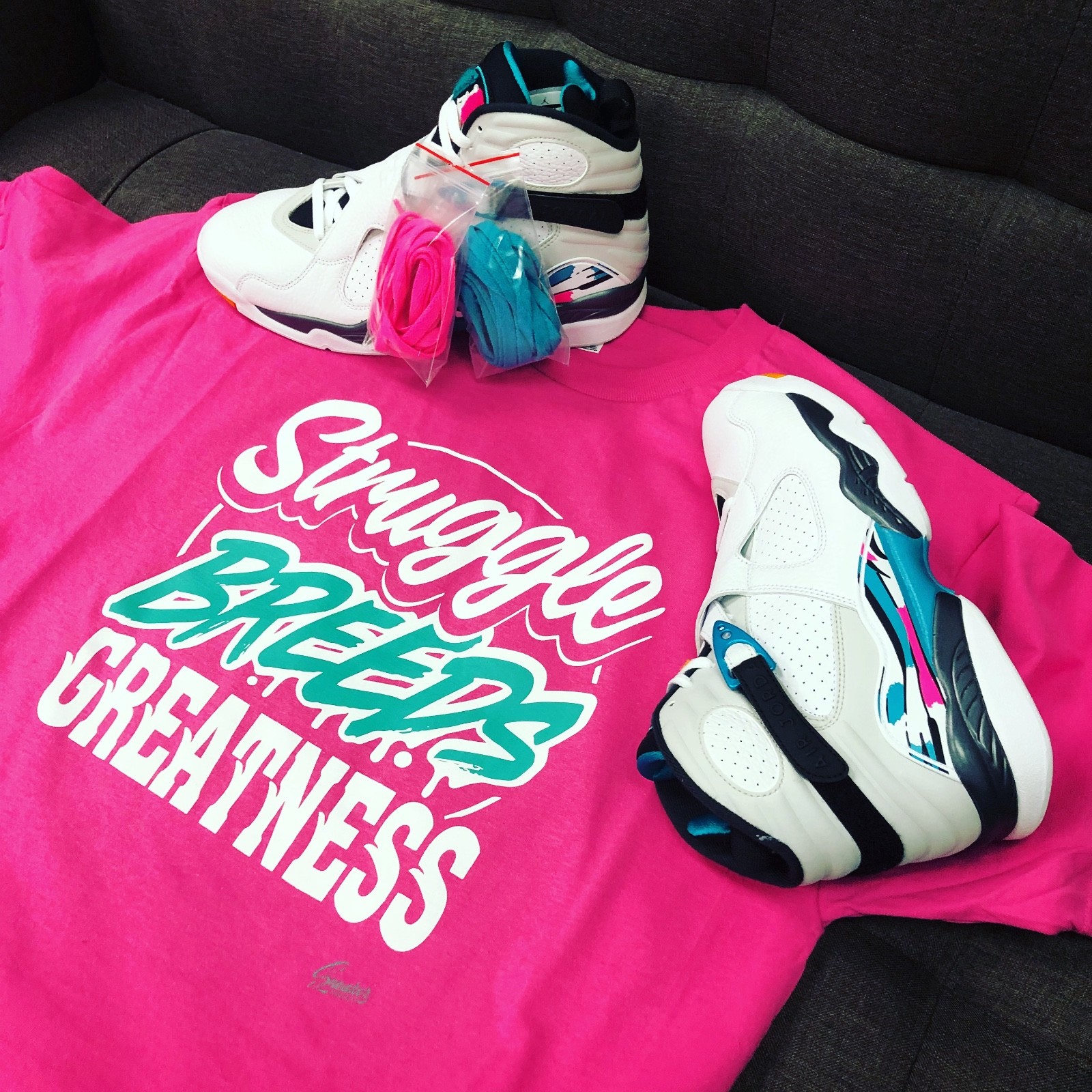 Shirt Match Jordan 8 South Beach Turbo Green Shoes – Struggle Breeds Tee