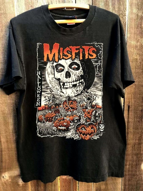 Vtg Misfits Band 90s Classic Black T shirt Retro tee Halloween 1F2208