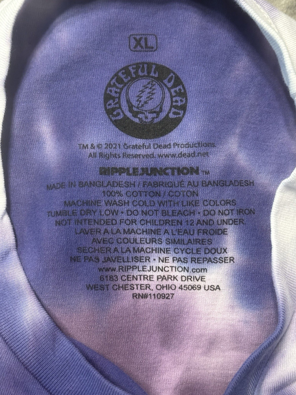 Grateful Dead Band T Shirt Men's XL Purple Tie Dye Retro Dancing Bear Terrapin gallery