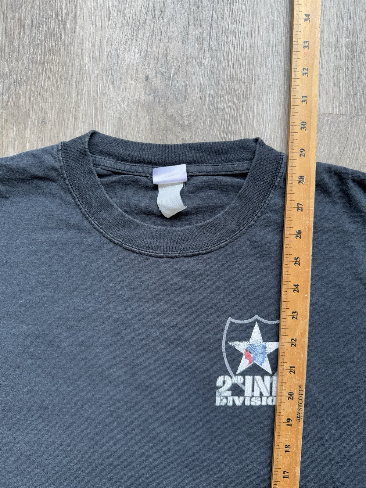 Vintage Y2K Second Infantry US Army Skill Flame Second To None Black 2XL Rare T gallery