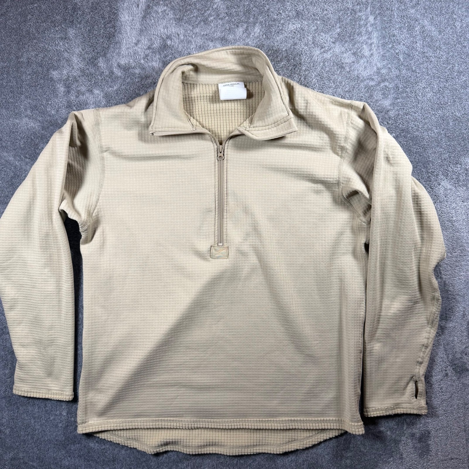 Peckham Pullover Shirt Mens Large 1/4 Zip ECWCS Gen III Tan Waffle Knit Thermal gallery