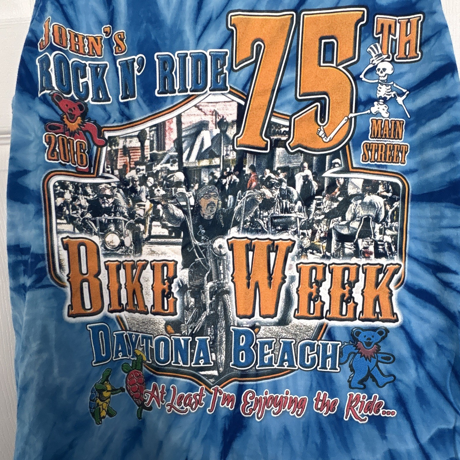 Colortone Daytona Beach Bike Week Tie-Dye Blue Sleeveless T-Shirt Men's XL gallery