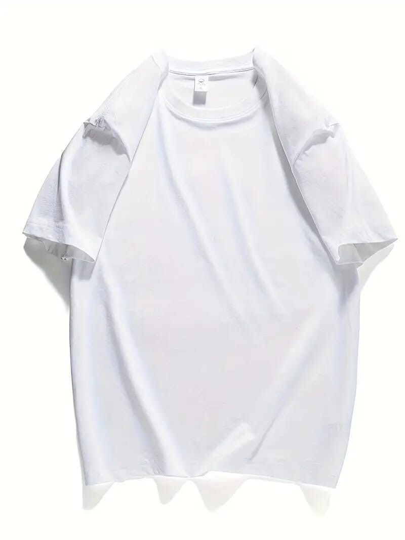 Men's Classic Solid Plain Cotton Round Hem Scallop Essentials Tshirt S-2XL gallery