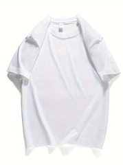 Men’s Classic Solid Plain Cotton Round Hem Scallop Essentials Tshirt S-2XL