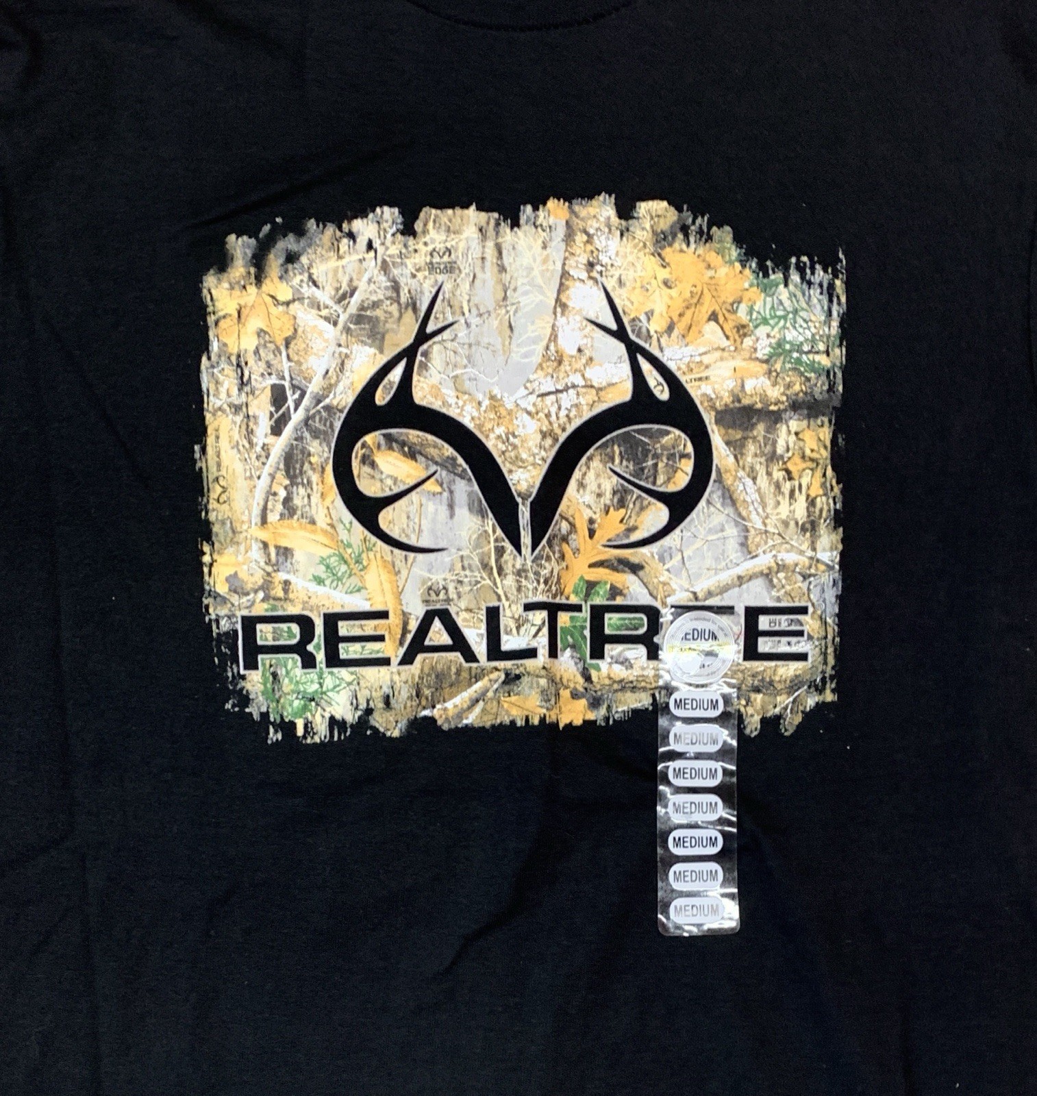Realtree Hunting Outdoors Logo Camouflage Graphics T-shirt Size Medium Black gallery