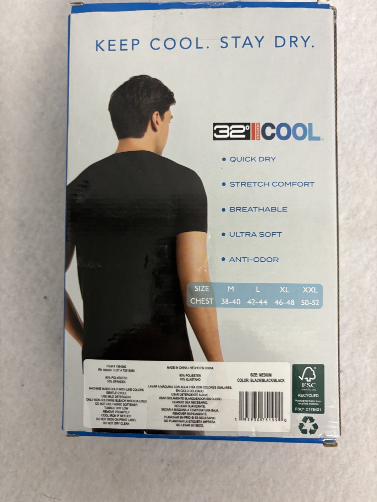 32 Degrees Cool Men's T-Shirt 3 Pack Quick Dry Stretch Crew Neck New Black gallery
