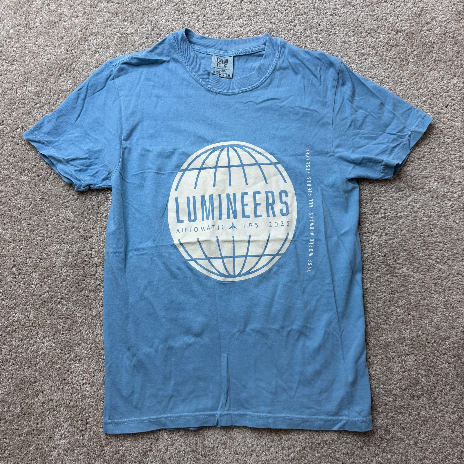 Lumineers Automatic LP5 Shirt Mens Small Blue Comfort Colors World Tour 2025