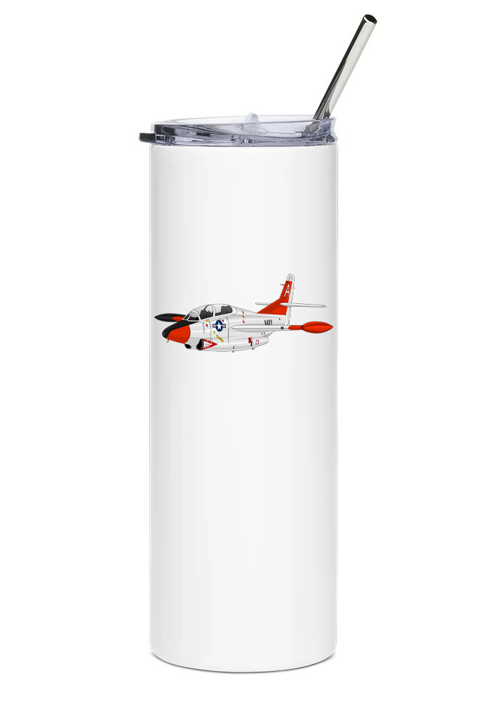 North American T-2 Buckeye Stainless Steel Water Tumbler with straw – 20oz.