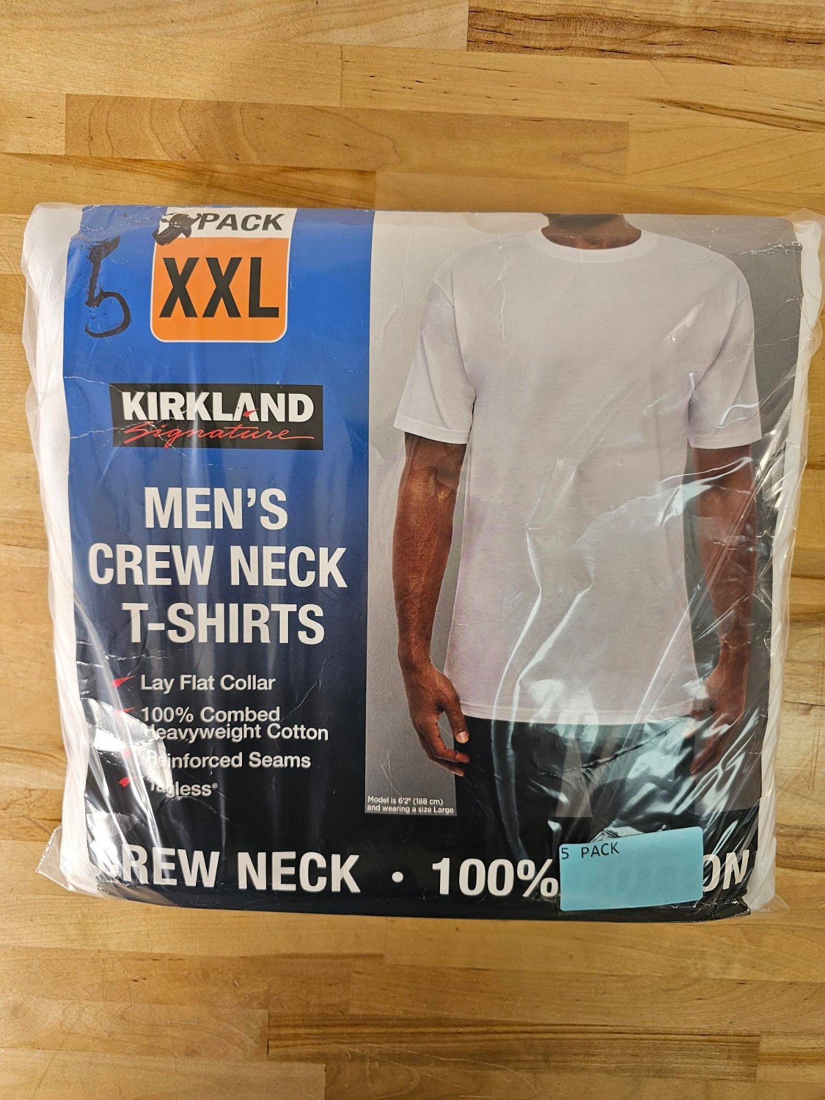 *5 PACK* XXL / 2XL - WHITE - Kirkland Signature Men’s Crew Neck Cotton Shirts gallery