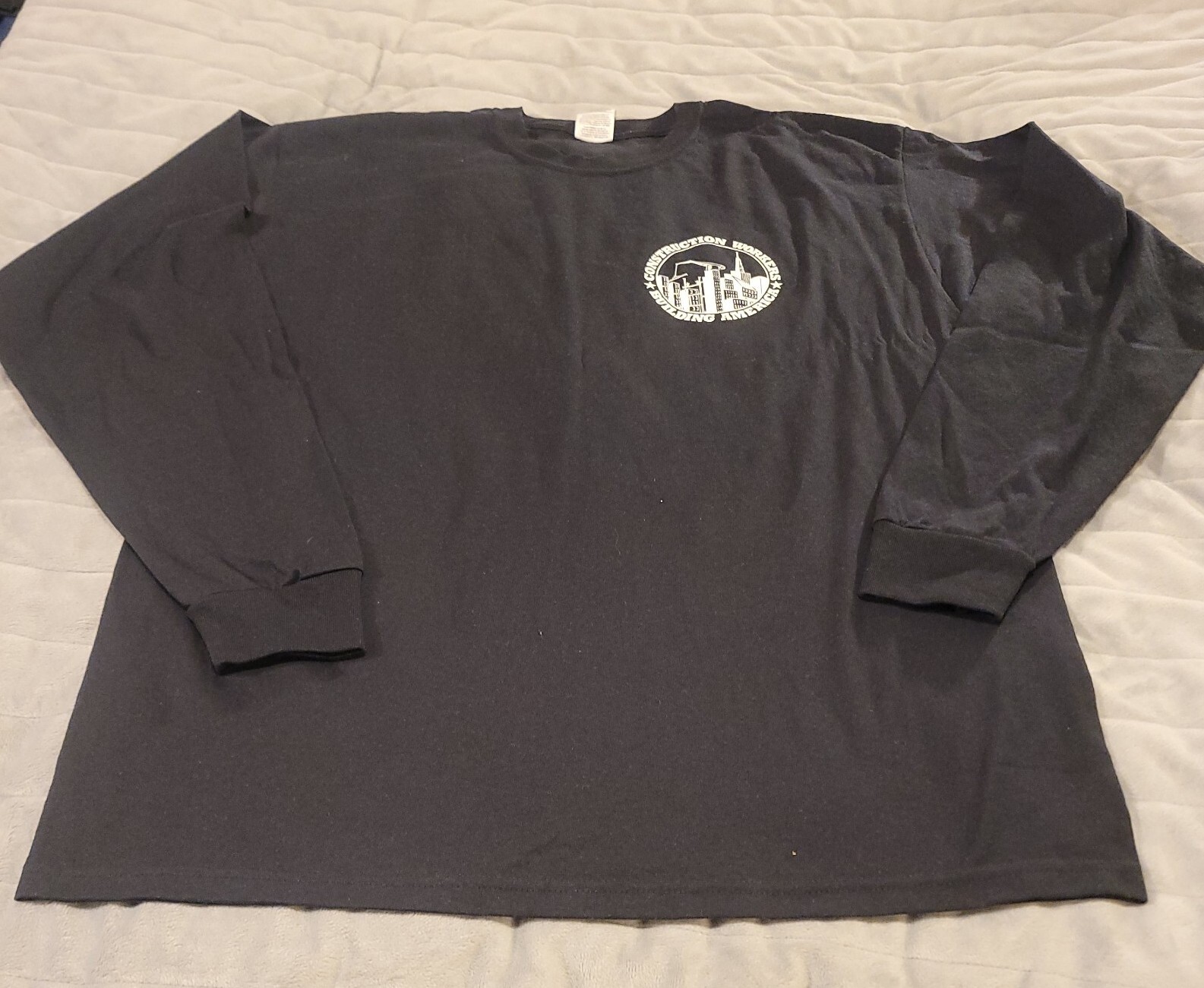 Men's Construction Workers Building America XL Black Shirt Front and Back Logo gallery