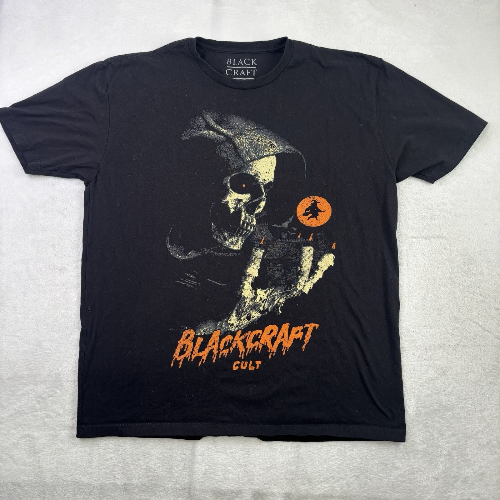 Black Craft Cult Grim Reaper Halloween Black Short Sleeve Graphic Shirt Men's 2X gallery