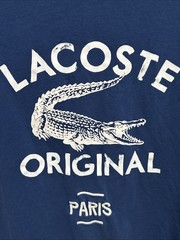 Lacoste Paris Original Crocodile Logo Blue T Shirt Regular Fit Men’s Size 6 (XL)
