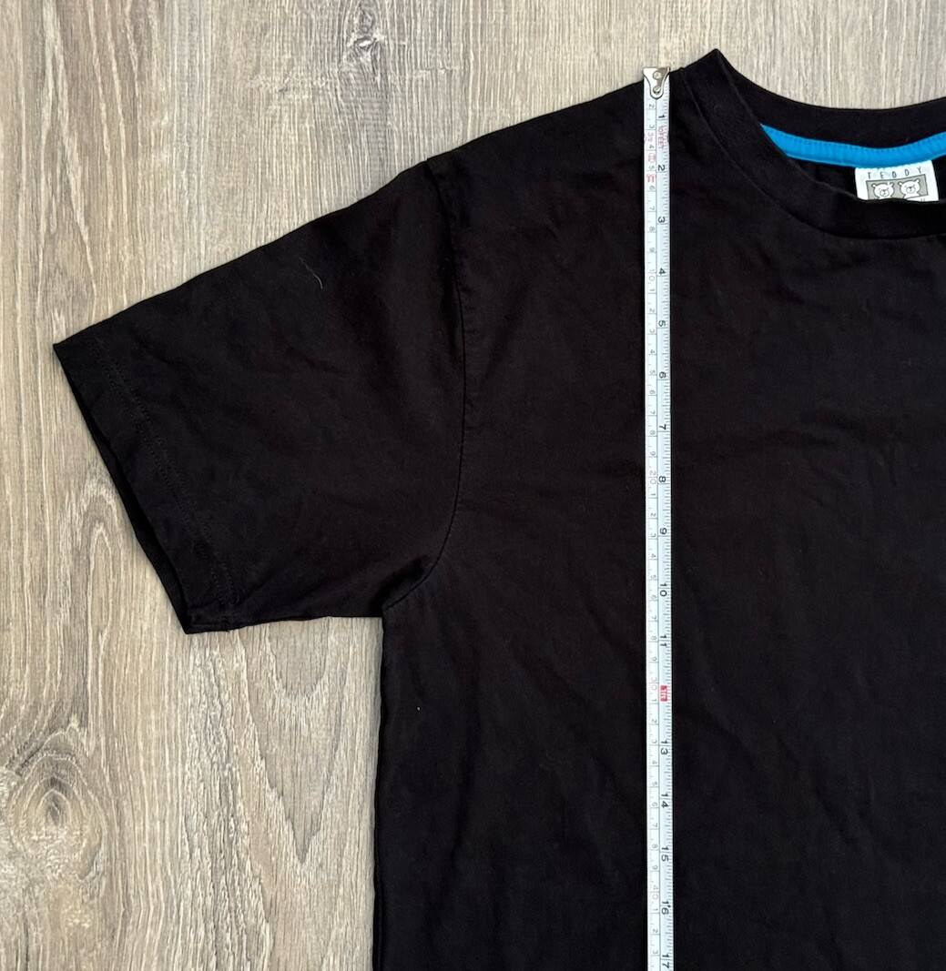 Teddy Fresh Graphic T-Shirt Stitched Button Eye Bear Men’s Medium Black gallery