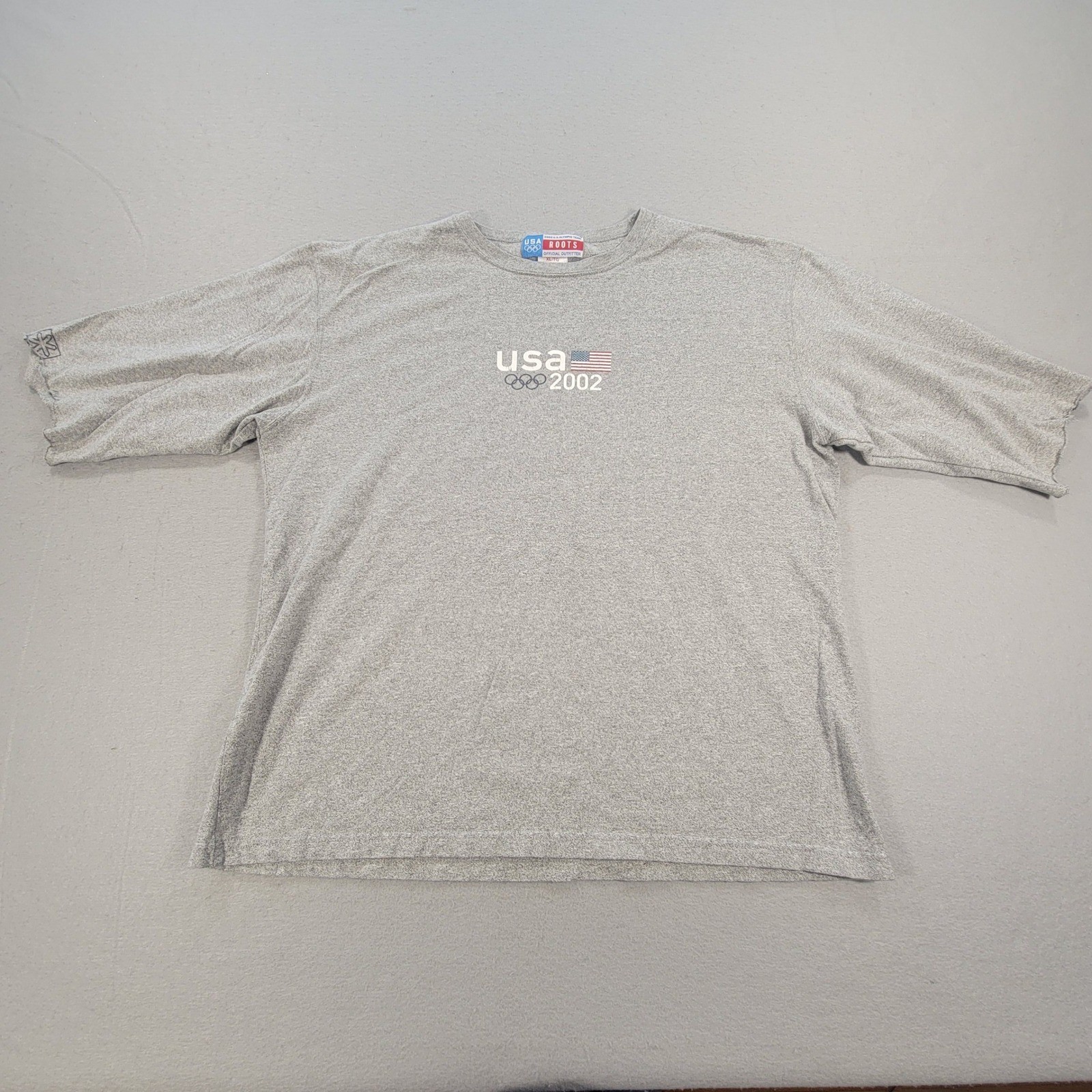 Vintage Roots USA Olympic Team 2002 T Shirt Gray Logo Graphic Cut Sleeve Mens XL gallery
