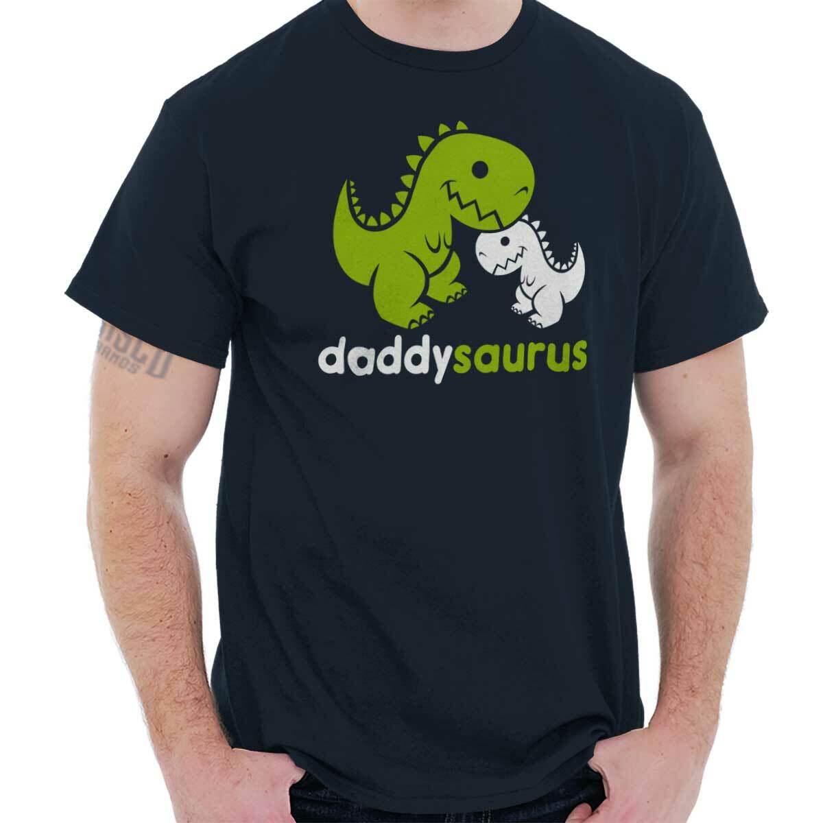 Daddysaurus Dinosaur Husband Father Dad Gift Mens Casual Crewneck T Shirts Tees