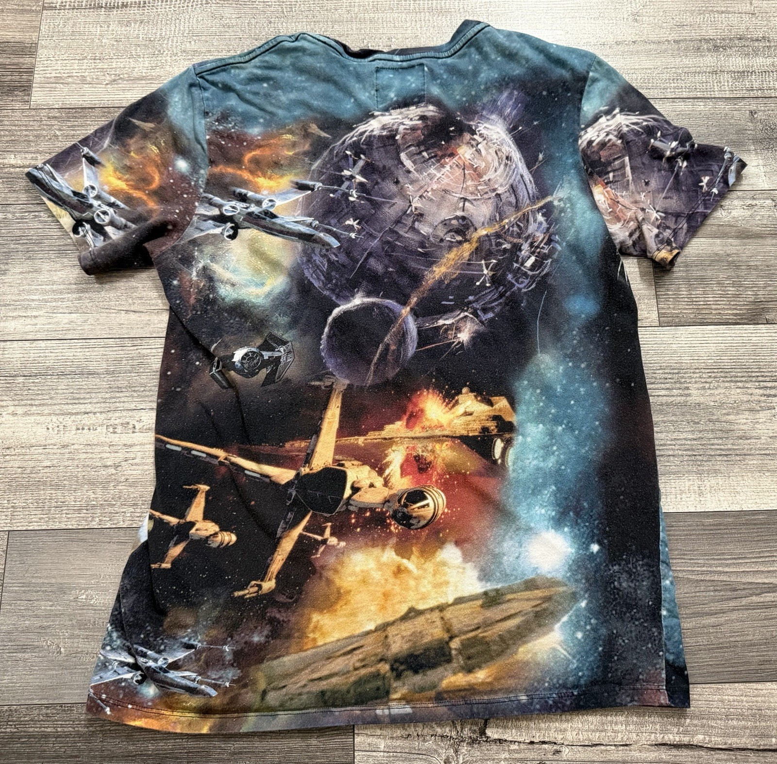 Star Wars x On the Byas Shirt Mens Large All Over AOP Death Star X Wing Falcon gallery