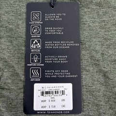 7 Diamonds Henley Mens Small Olive Core Long Sleeve Performance Stretch Snap NWT