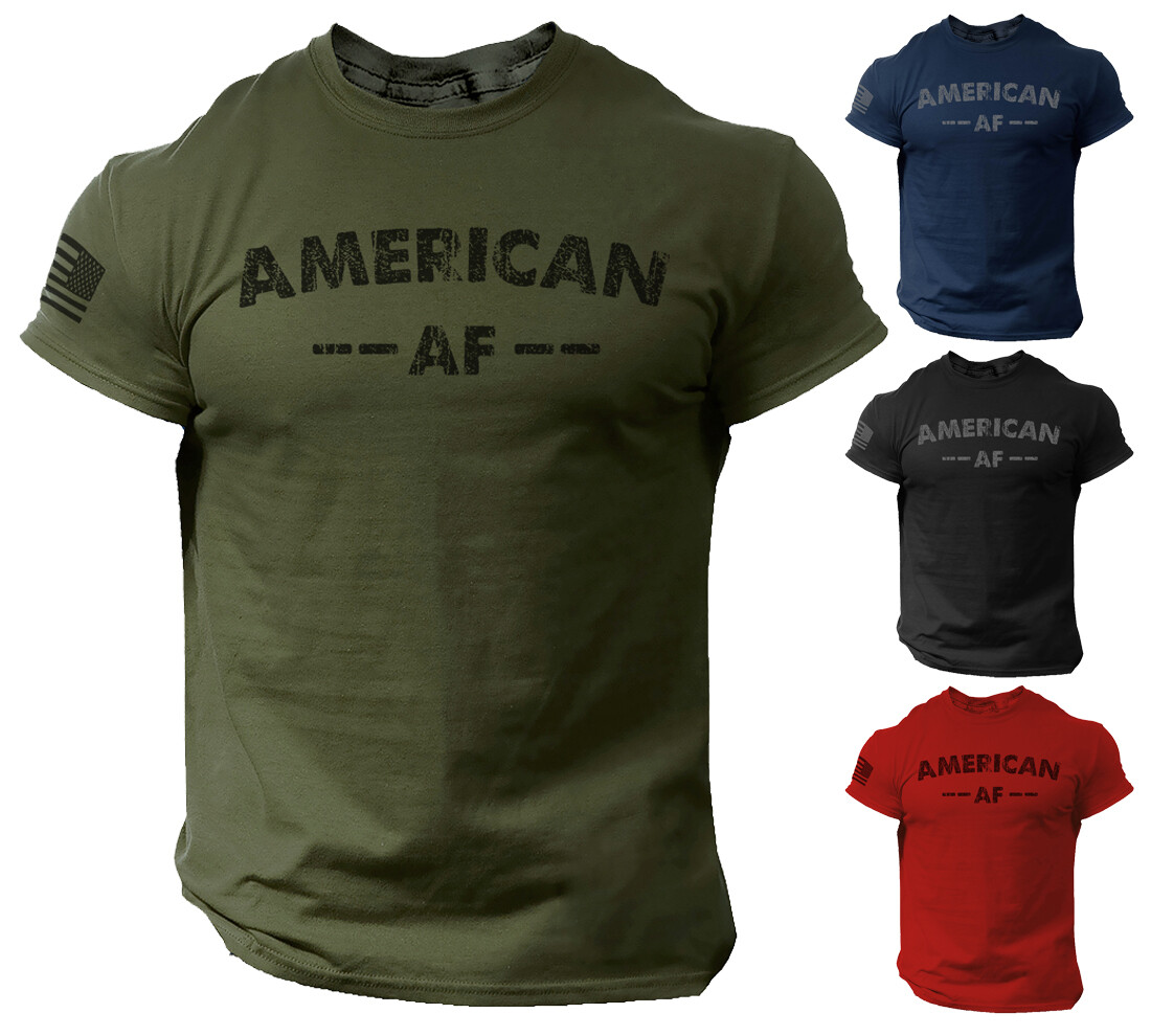 American AF Patriotic USA Flag T Shirt for Men Funny - Soft Style 100% Cotton gallery