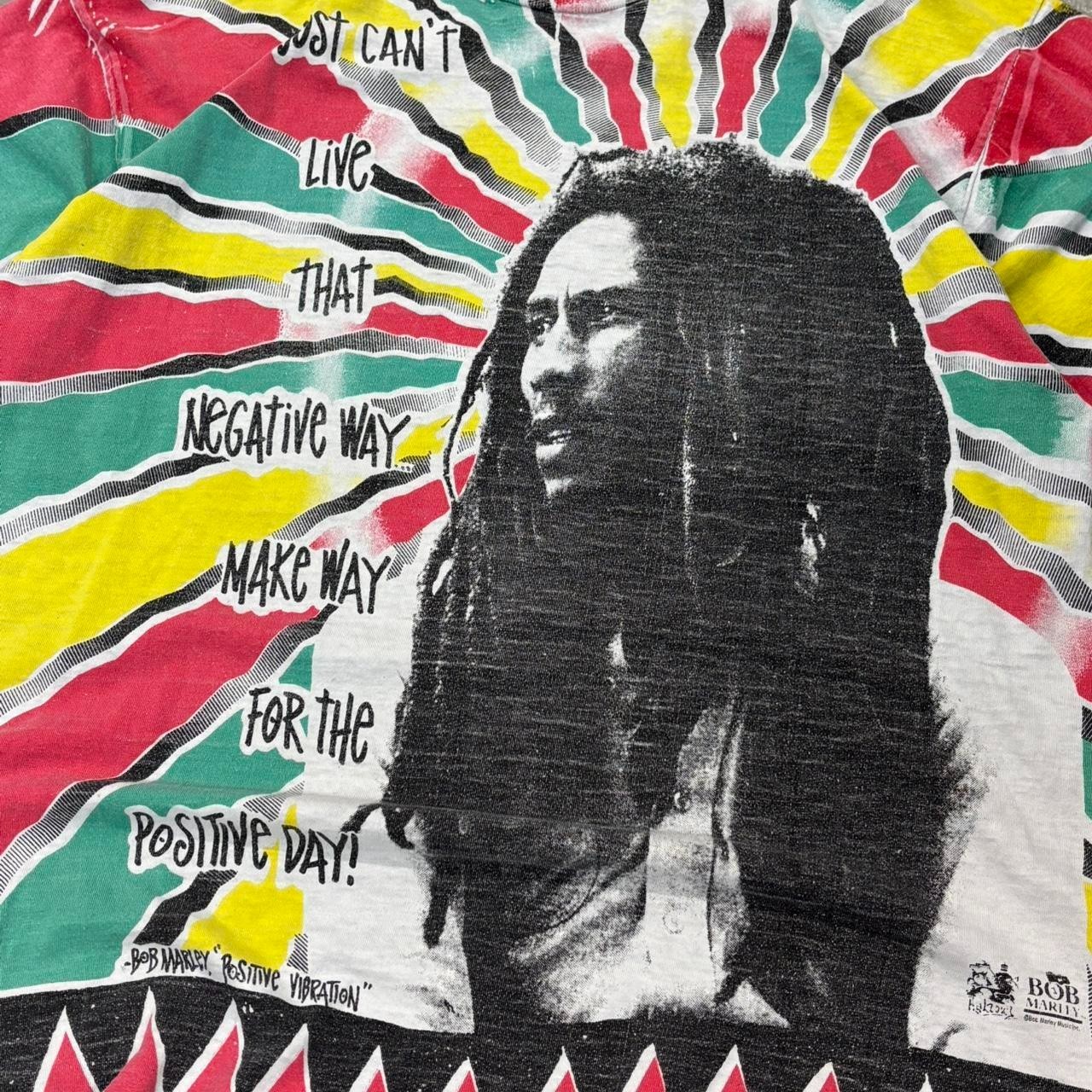 Vintage Bob Marley AOP Positive Vibration Shirt XL Stussy Made In Usa Tie Dye gallery