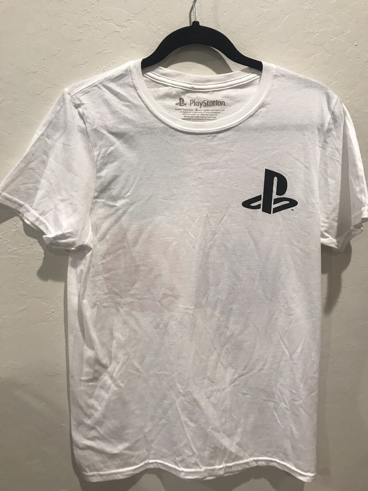 PlayStation Controller Buttons And Classic Log T Shirt White Men’s Small