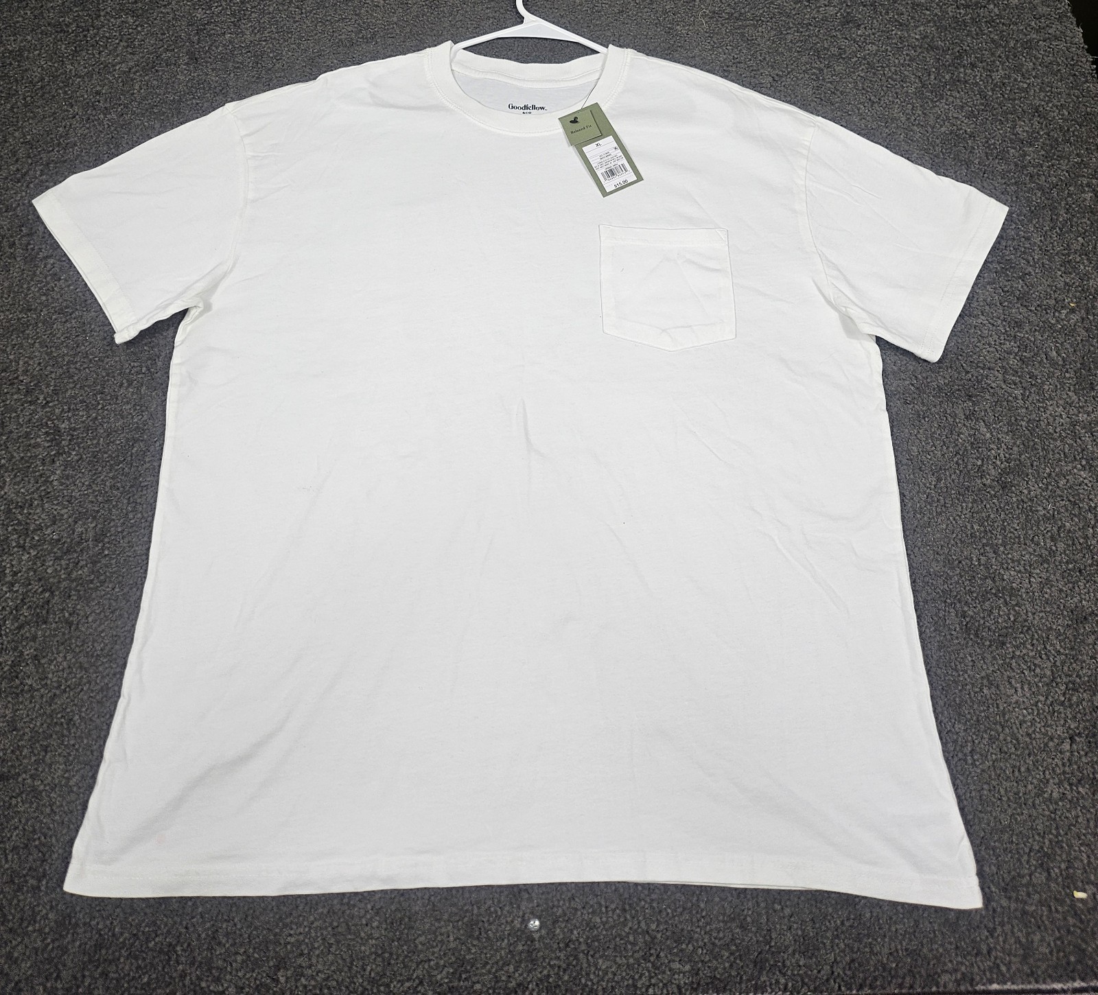 Men's Crew Neck T Shirt XL White "Pack of 2" Pocket Relaxed Fit Goodfellow Co gallery
