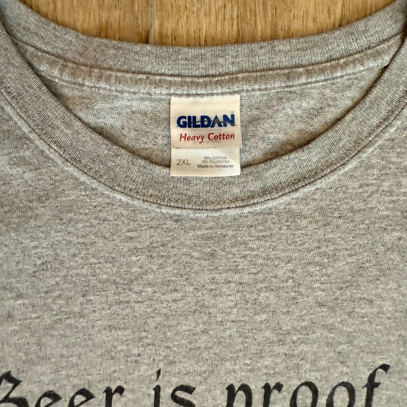 Gildan Graphic T-Shirt Beer Is Proof Quote Gray 2XL Funny Benjamin Franklin gallery