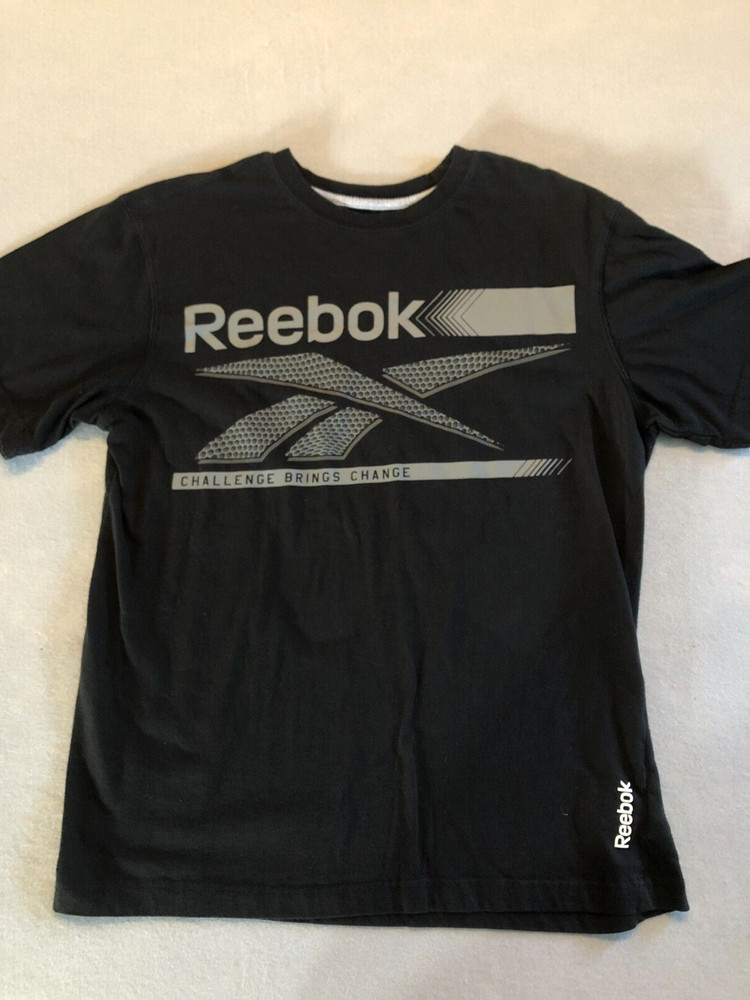 Reebok Shirt Men’s Small Black/Gray Cotton Activewear/Casual Tee