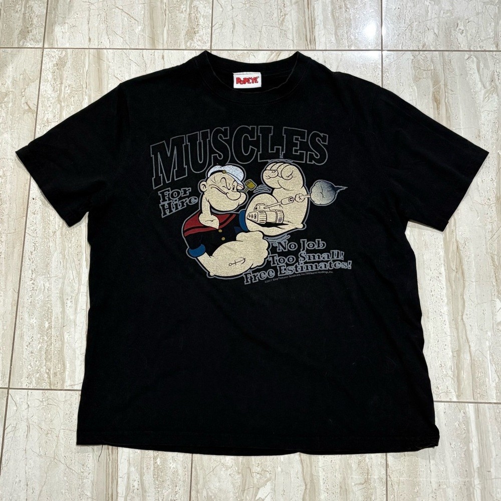 Vintage Popeye Large Black Graphic T-Shirt