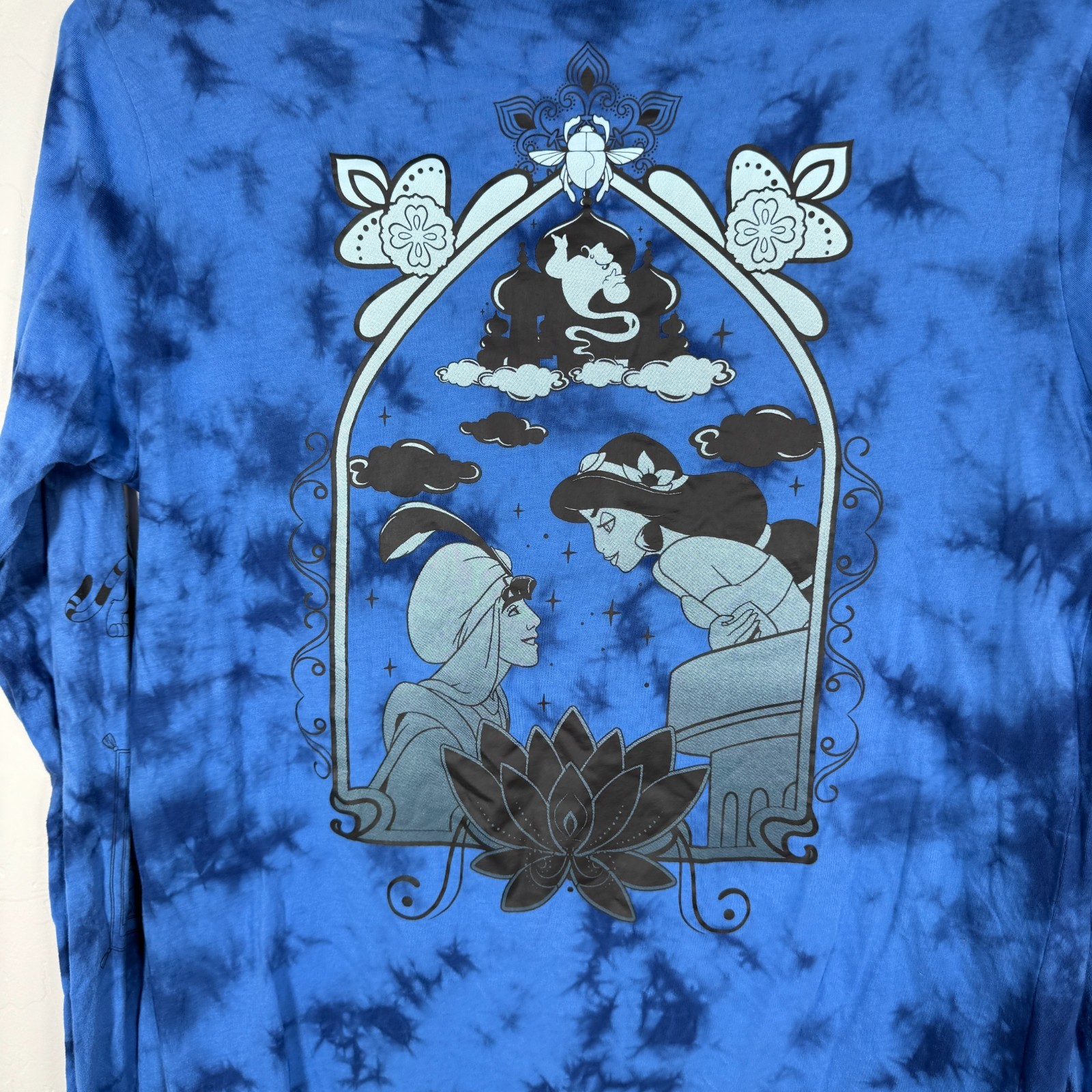 Disney Shirt Mens Medium Blue Aladdin Long Sleeve Tie Dye Our Universe Cotton gallery
