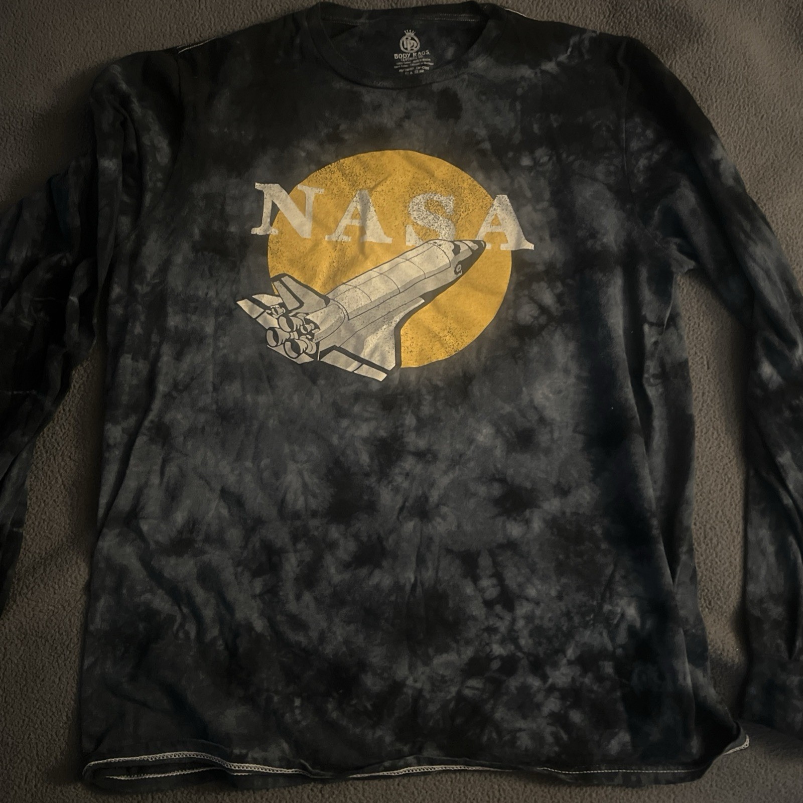 NASA T-shirt Men's XL Black Gray Adult Long Sleeve Tie Dye USA Casual Outdoors gallery