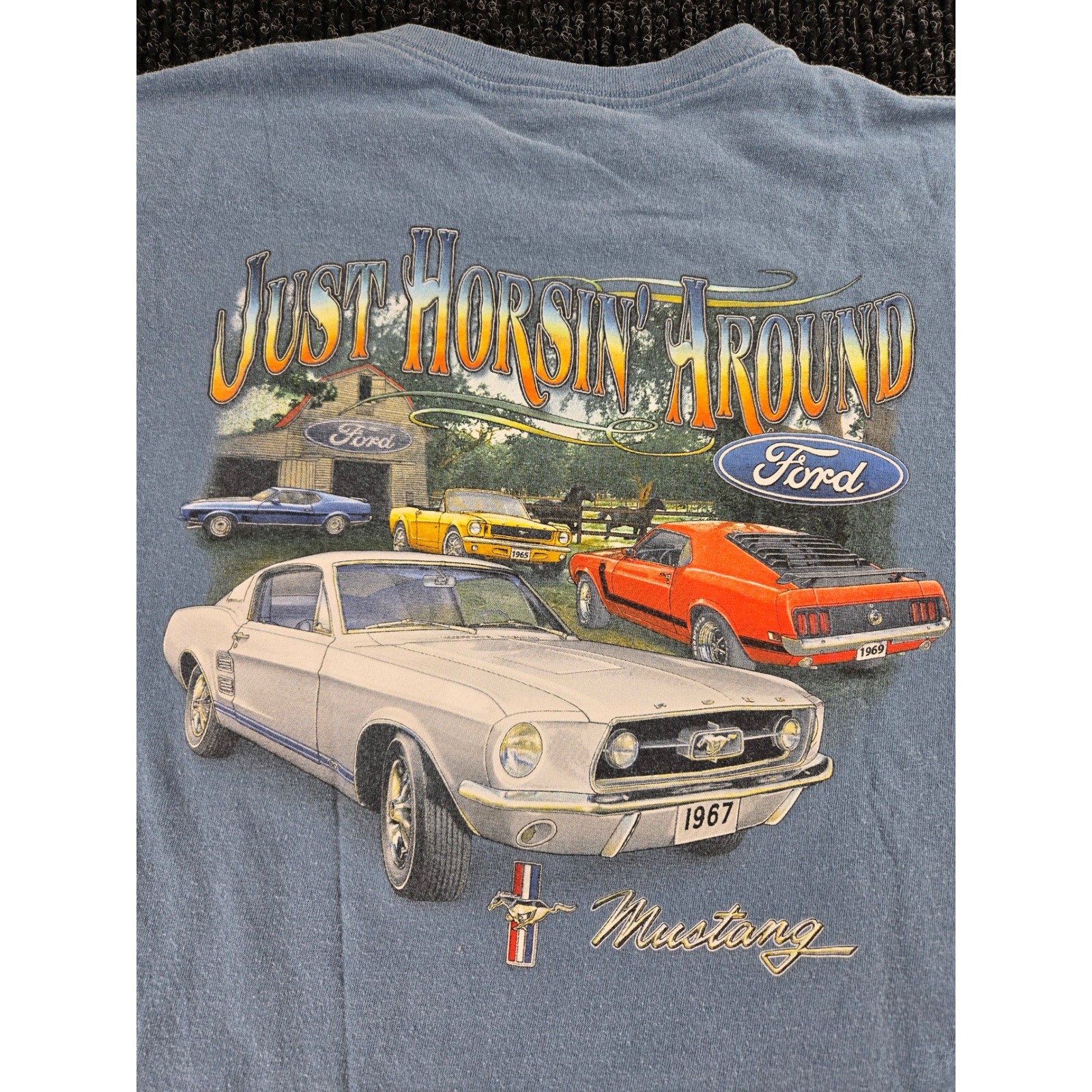Ford Mustang Just Horsin Around Graphic T-Shirt Mens XL Blue Delta Pro Weight gallery