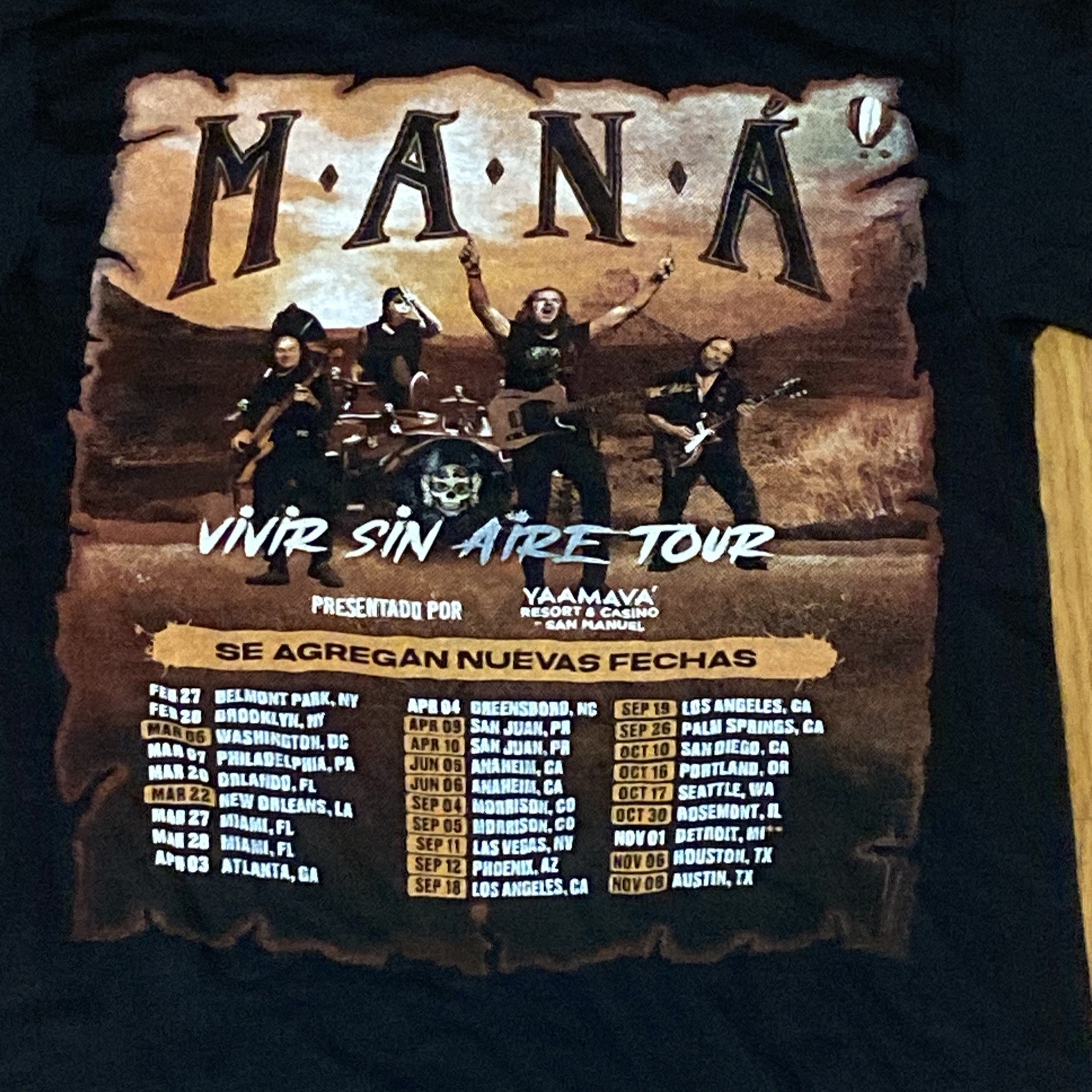 Mana “Vivir Sin Aire Tour” Graphic T-Shirt Size S Band Tee M.A.N.A. gallery