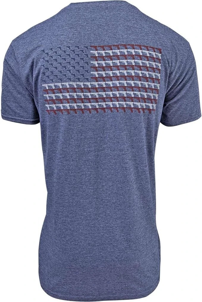 Glock Pistol Flag T-Shirt Heather Navy Cotton Short Sleeve AA7515 Fast Free Ship gallery