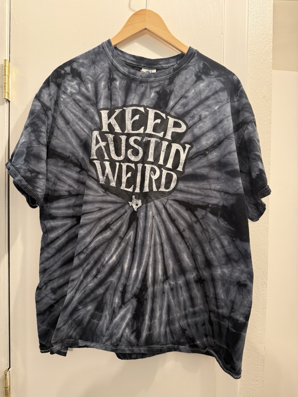 Keep Austin Weird XL Black Gray Tie-Dye Graphic Crew Neck Short Sleeve T-Shirt