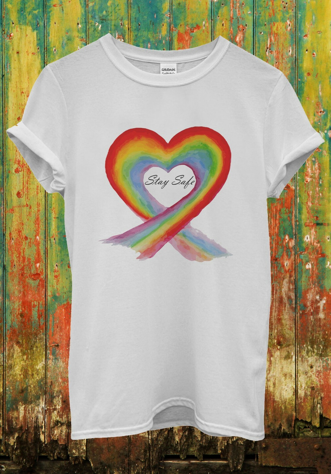 NHS Thank You Rainbow Heart T Shirt Stay Safe Men Women Unisex Tee Top 2535 gallery