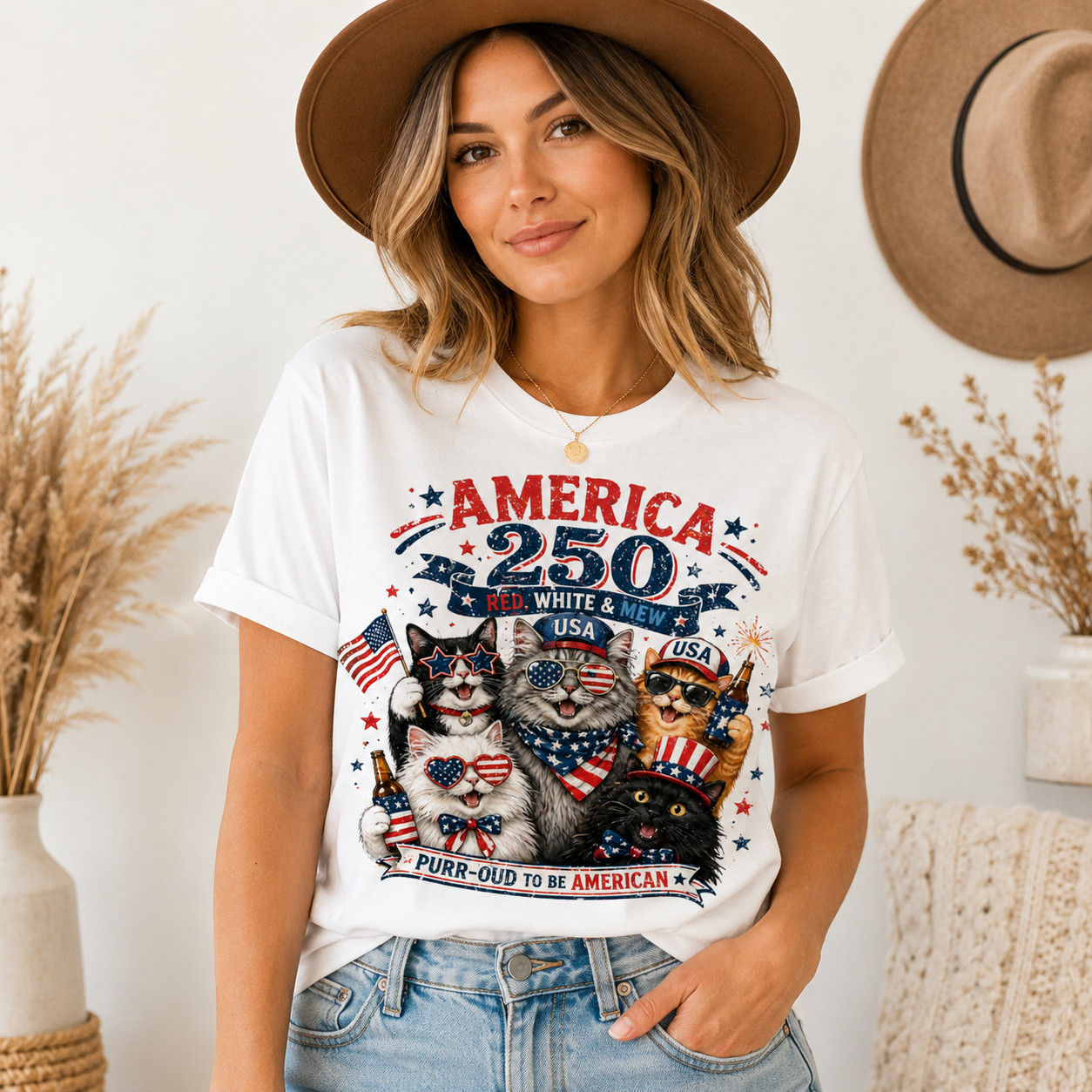 America 250 Birthday Shirt Patriotic Cat USA Flag 4th July Tee Gift gallery