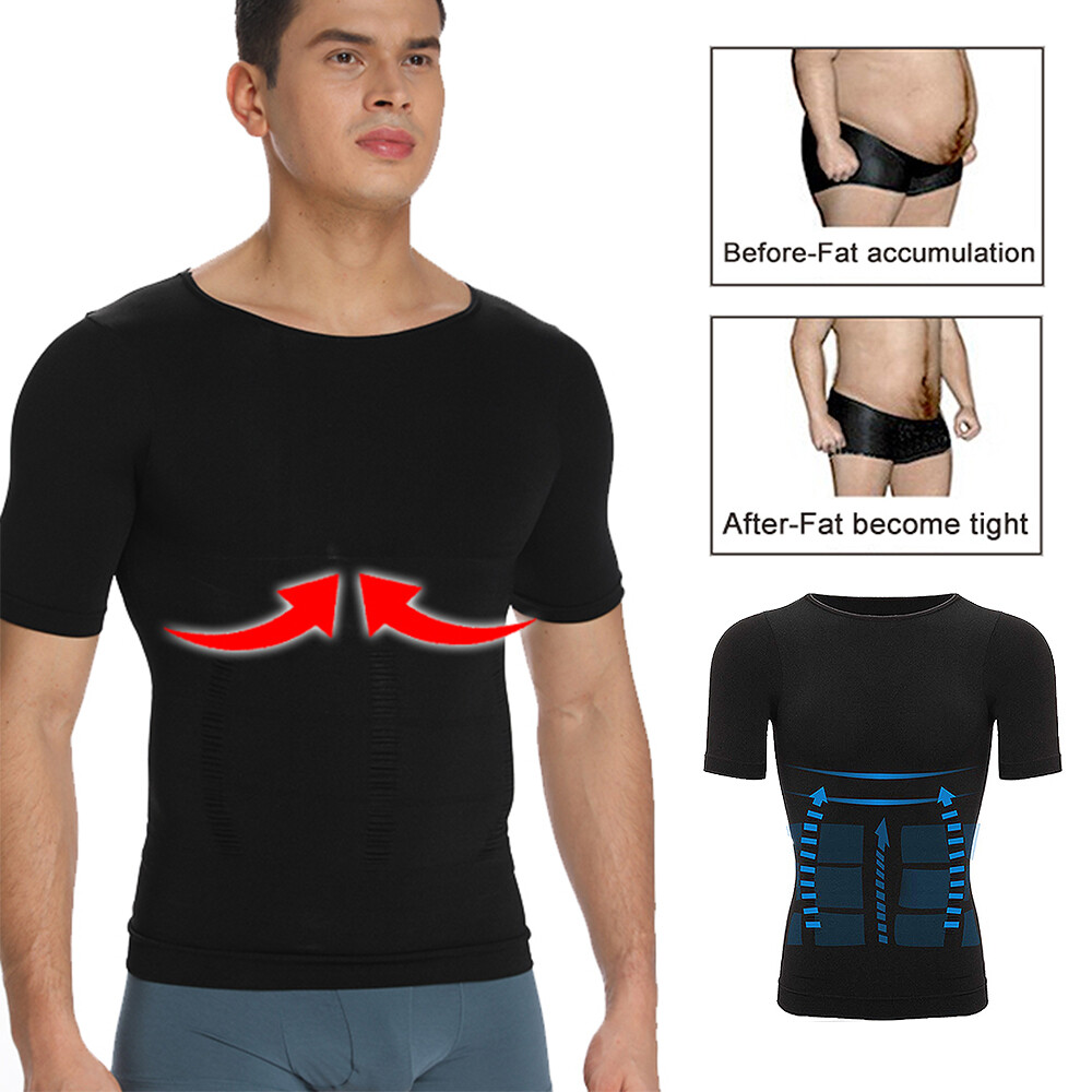 AINIC Men Slimming Shirts Shaper Corrector Abdomen Compression T-Shirts Tops Gym gallery