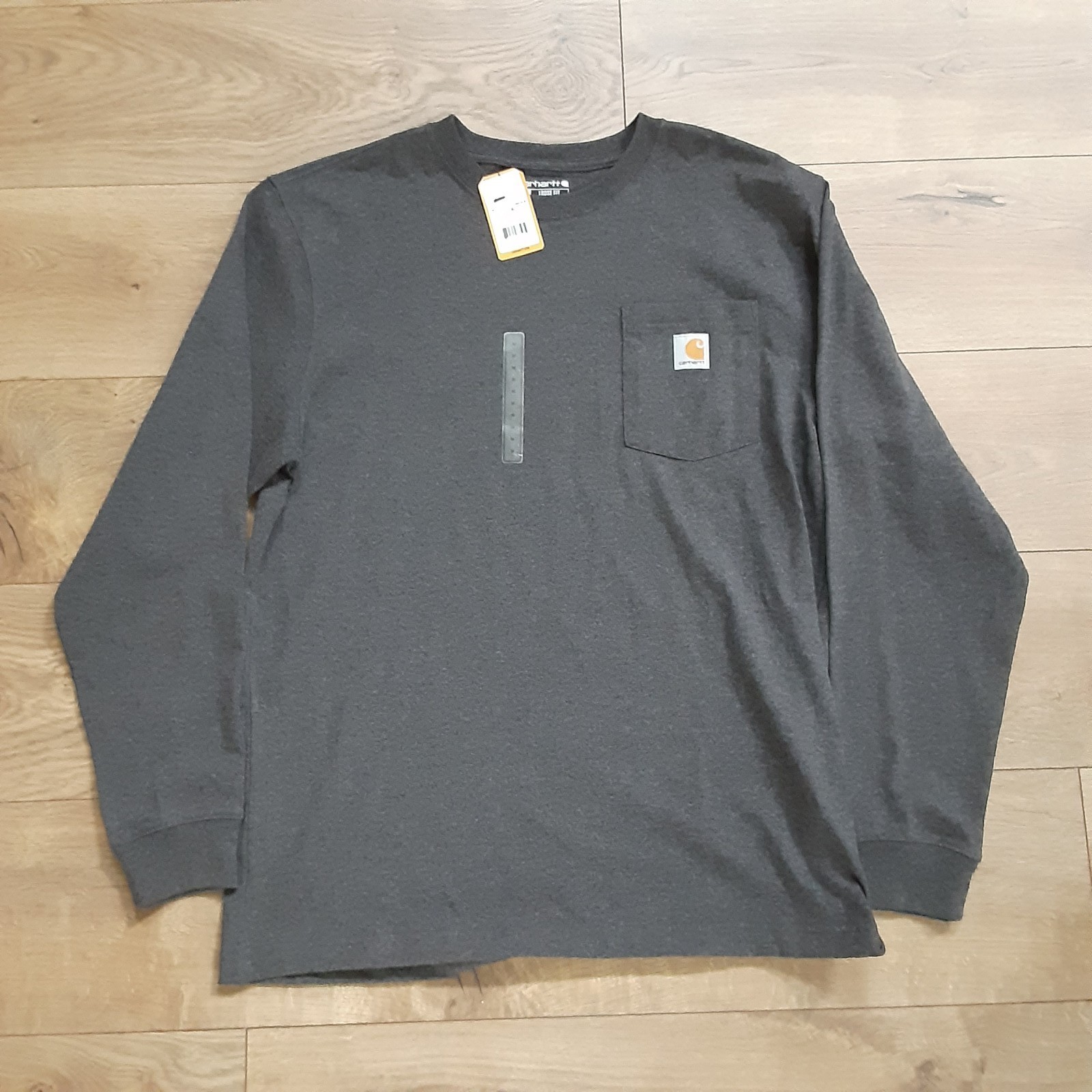 Carhartt Mens Grey Medium Loose Fit Long Sleeve Heavyweight Pocket T-Shirt New gallery