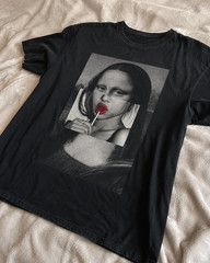 Mona Lisa Pop Art Graphic Tee, Modern Aesthetic Portrait Lollipop Art Shirt