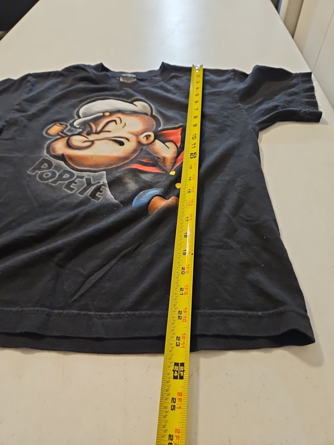 Vintage 90s Y2K Popeye The Sailor Man Cartoon Big Face T-Shirt Large Black (1213 gallery