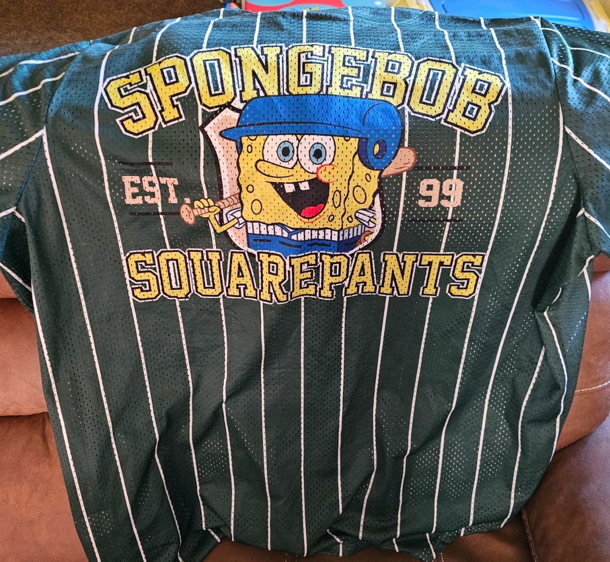 SpongeBob Square Pants Jersey Size 5XL Nickelodeon Green & Yellow Front Button gallery