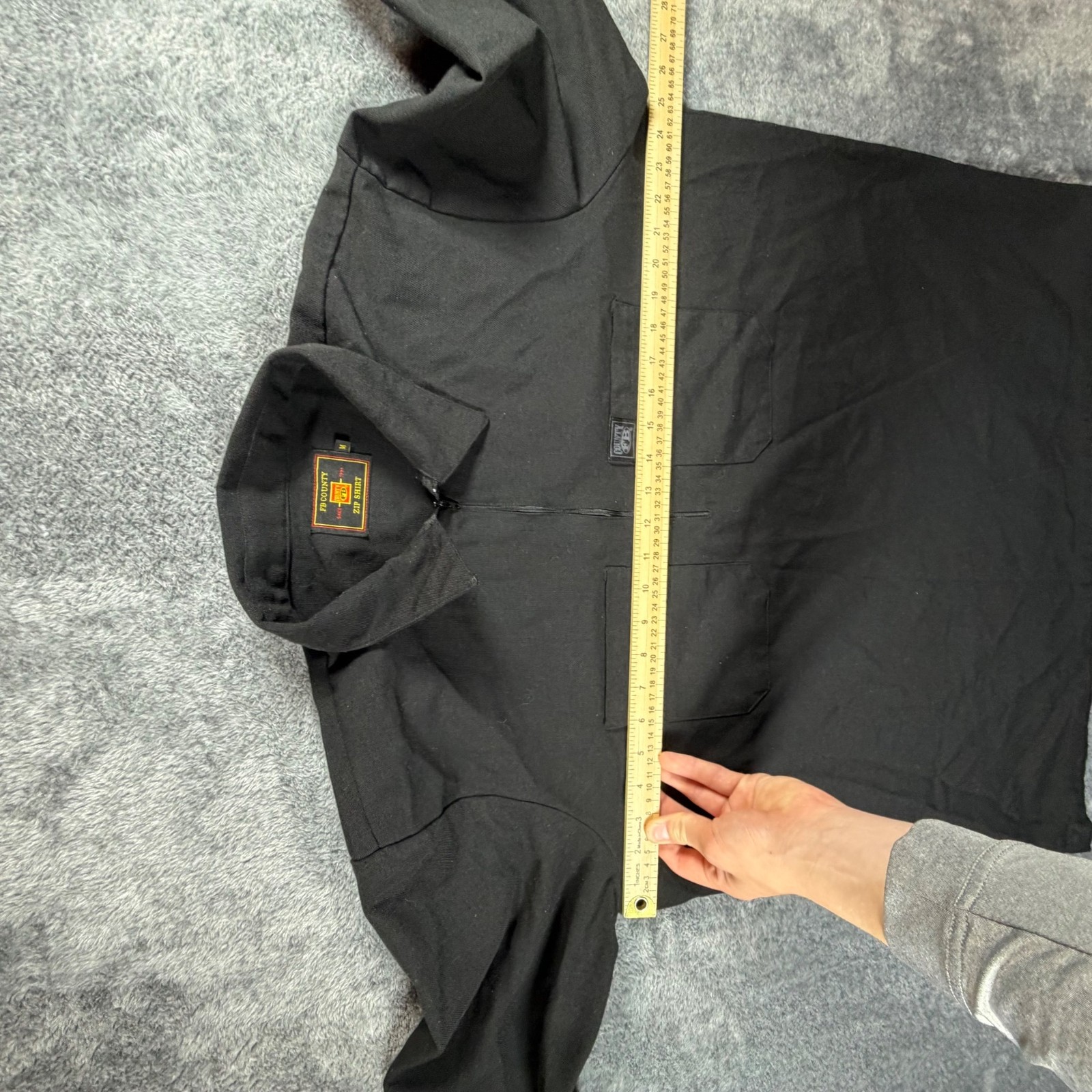 FB County Zip Shirt Mens Medium Black Half Zip Cargo Pocket Chicano Streetwear gallery