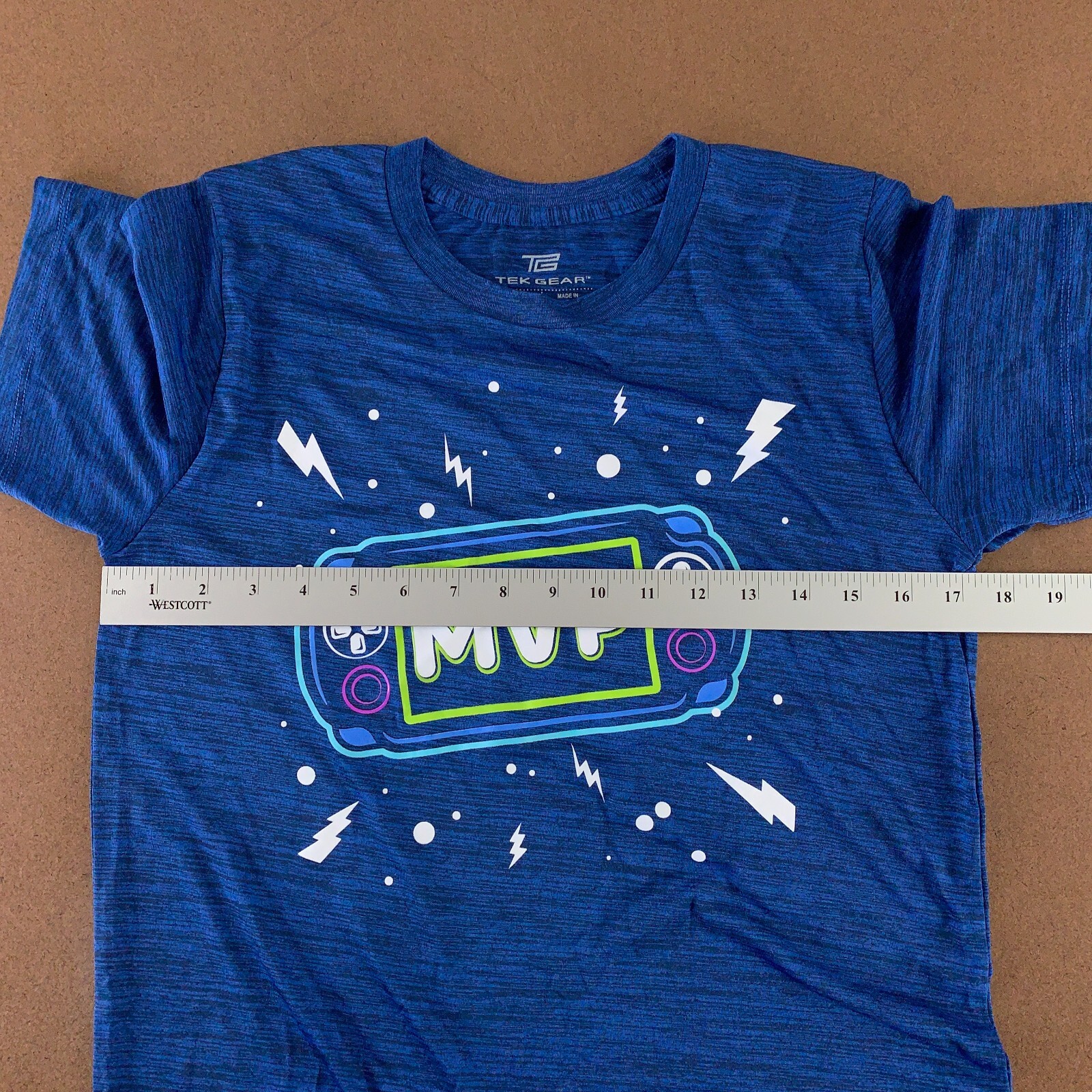 Tek Gear Men's Size Large Blue MVP Graphic Short Sleeve Crew Neck T-Shirt New gallery