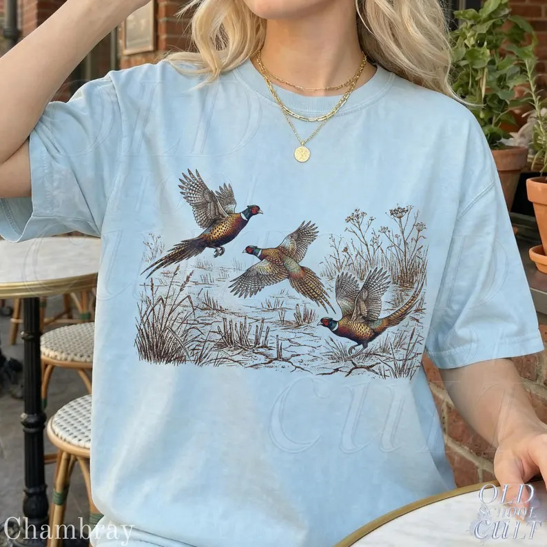 Pheasant Bird Vintage Graphic Wildlife Hunting Outdoors Nature Animal Retro