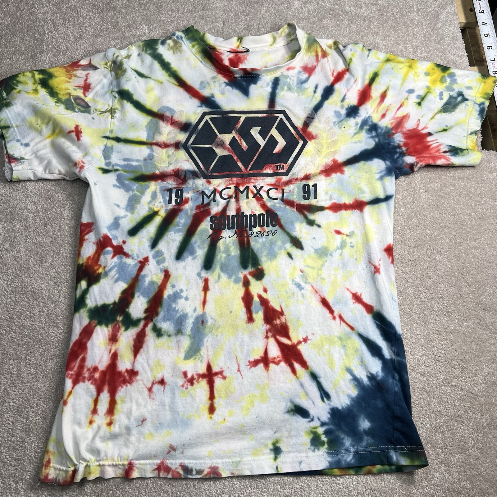 Southpole Tie Dye T-Shirt Mens Large White Blue Green red Pattern No tag