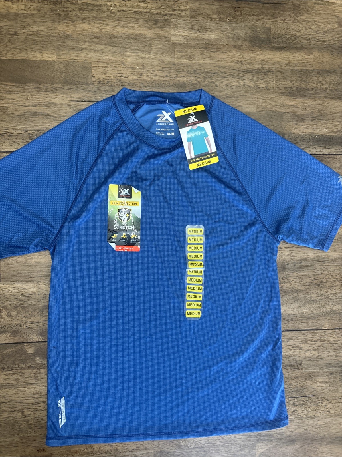 ZeroXposur Men’s Medium Quick-Dry UPF 50+ Sun Protection Tee Blue NWT NEW