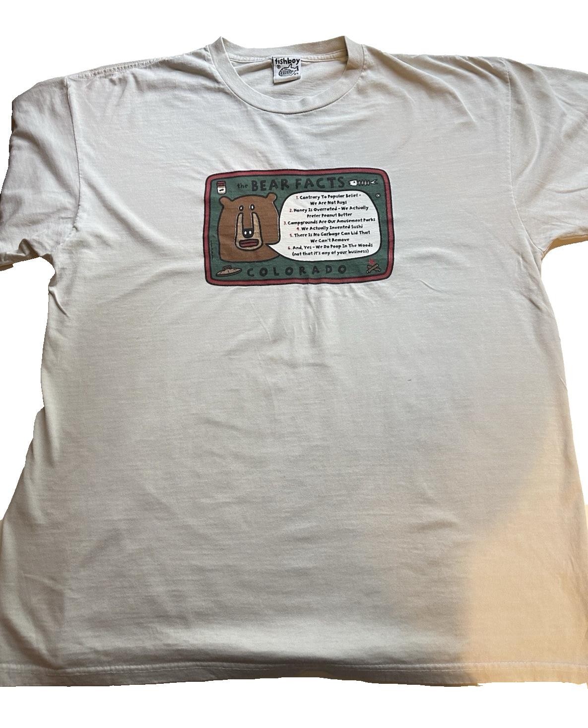 Vintage 1980s 90s Funny Bear Facts Shirt XL Colorado Fishboy gallery